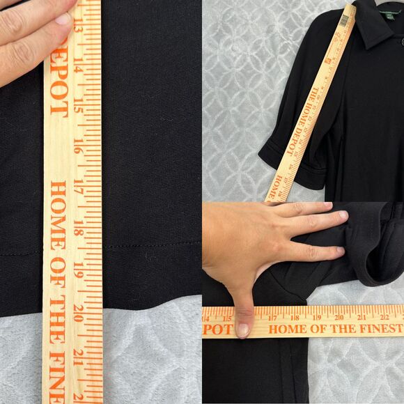 LRL Ralph Lauren Matching Set 8 Black Shift Dress Jacket Stretch Minimal Career - Picture 15 of 16